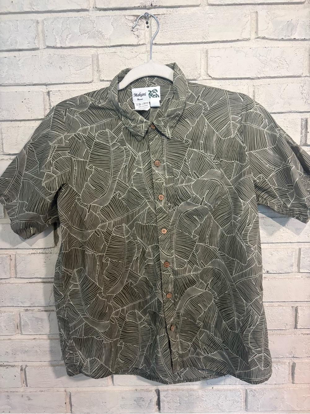 Kids banana Leaf-Print Short-Sleeve Button-Down Shirt size 12